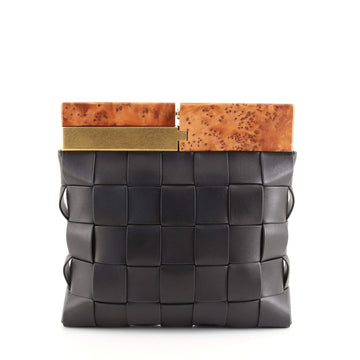 Bottega Veneta The Snap Clutch Maxi Intrecciato Leather with Wood and Metal