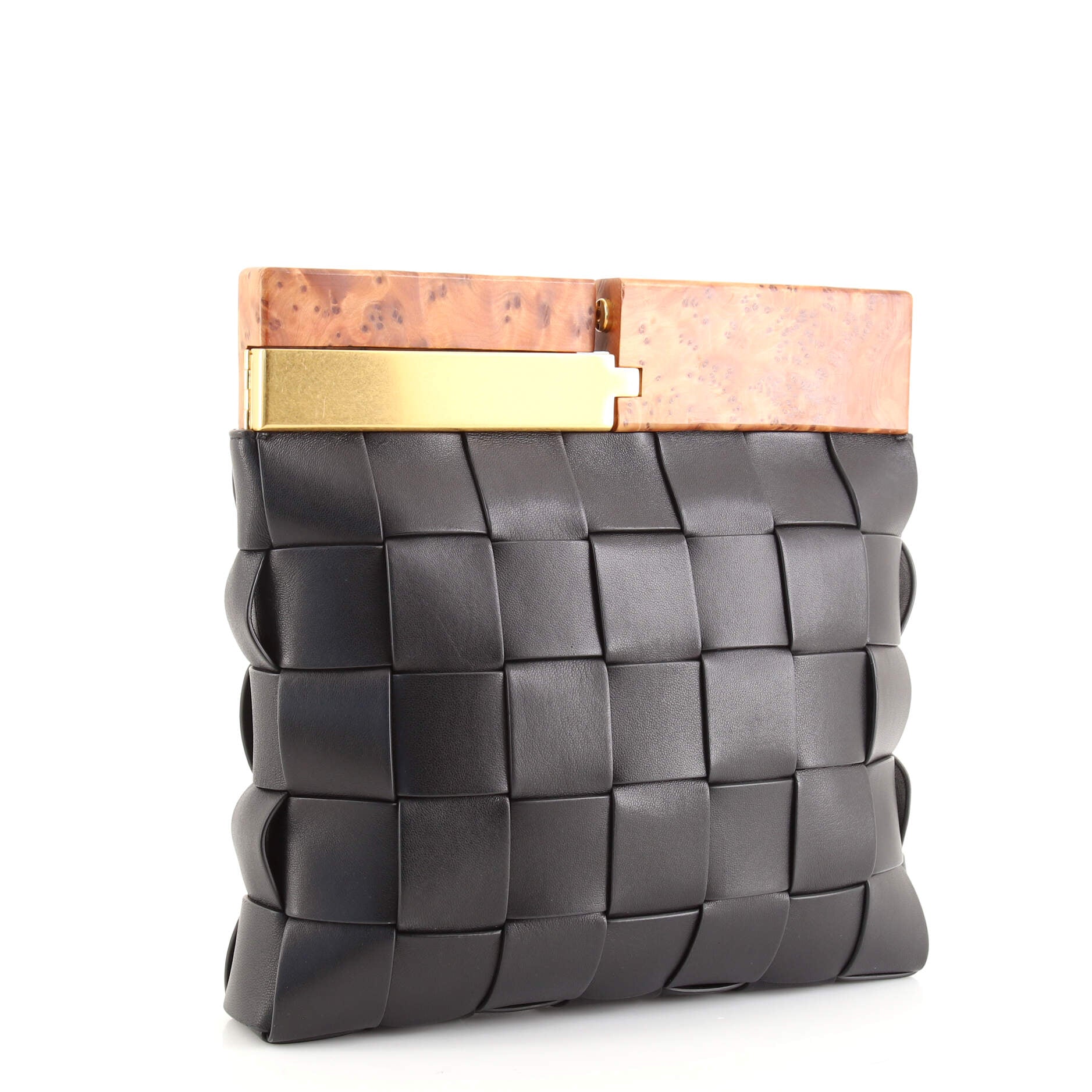 Bottega Veneta The Snap Clutch Maxi Intrecciato Leather with Wood