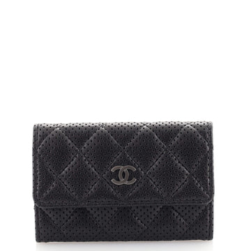 Chanel CC Flap Card Case Quilted Perforated Leather