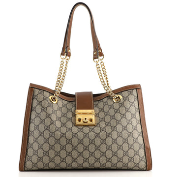 Gucci Padlock Chain Tote GG Coated Canvas Medium