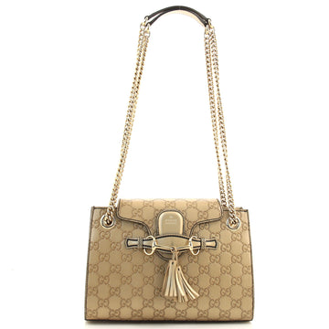 Gucci Emily Chain Flap Shoulder Bag Guccissima Leather Small