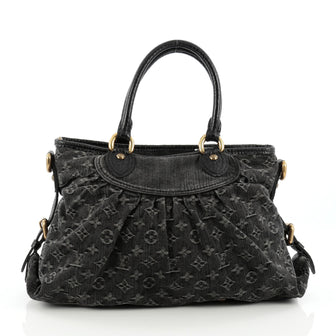 Louis Vuitton Neo Cabby Handbag Denim MM Black