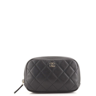 Chanel Curvy Cosmetic Pouch Quilted Caviar Small