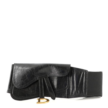 Christian Dior Saddle Double Buckle Belt Bag Leather