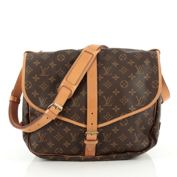Louis Vuitton Saumur Handbag Monogram Canvas 35 Brown