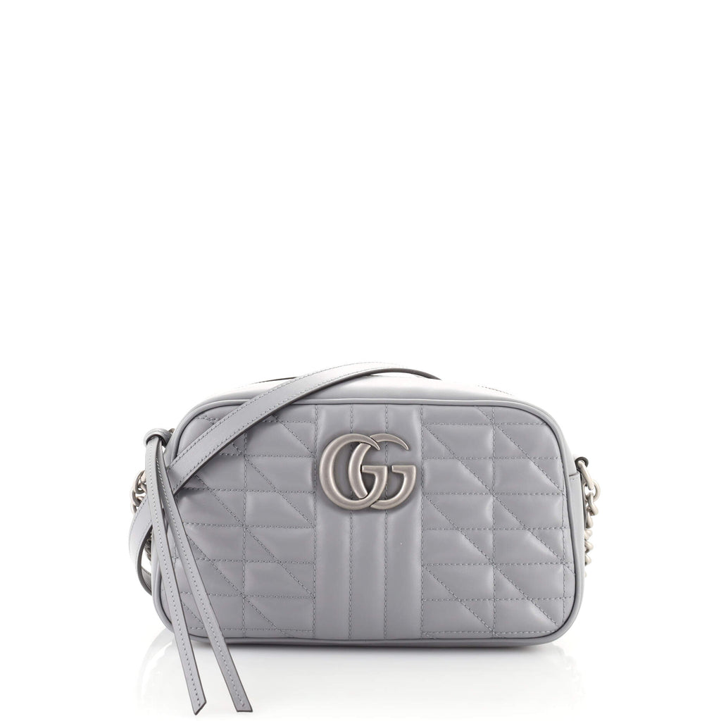 Gg marmont chain leather crossbody bag Gucci Grey in Leather - 25743157