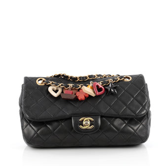 Chanel Cruise Charm Flap Bag Quilted Lambskin Medium Black