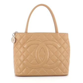 Chanel Medallion Tote Quilted Caviar Brown