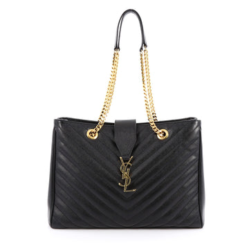 Saint Laurent Classic Monogram Shopper Matelasse Chevron Leather Large black