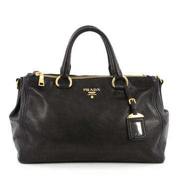 Prada Double Zip Convertible Tote Soft Calfskin Large black