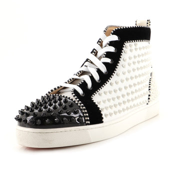 Christian Louboutin Men's Louis Spikes Flat High-Top Sneakers Studded Leather
