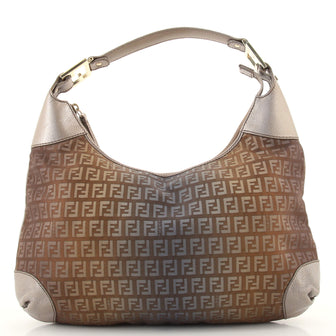 Fendi Vintage Zip Hobo Zucchino Canvas Medium