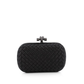 Bottega Veneta Box Knot Clutch Intrecciato Satin Small Black