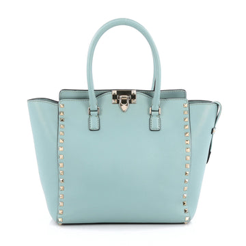 Valentino Rockstud Tote Rigid Leather Medium Blue