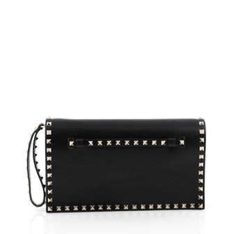 Valentino Rockstud Flap Clutch Leather black