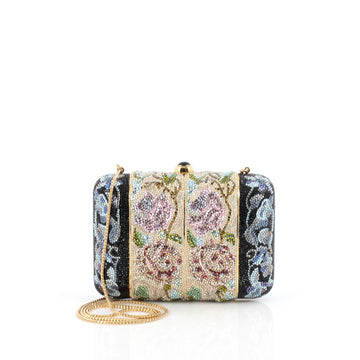 Judith Leiber Floral Minaudiere Crystal Small black