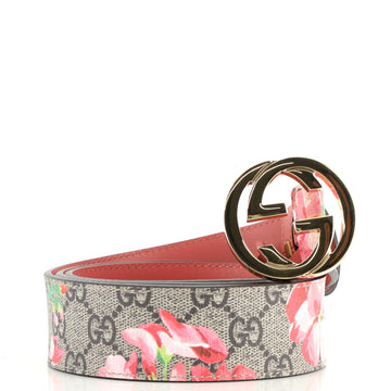 Gucci Interlocking G Belt Blooms Print GG Coated Canvas Wide
