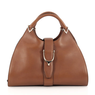 Gucci Stirrup Top Handle Bag Leather Large brown