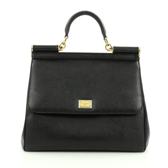 Dolce & Gabbana Miss Sicily Handbag Leather Medium Black
