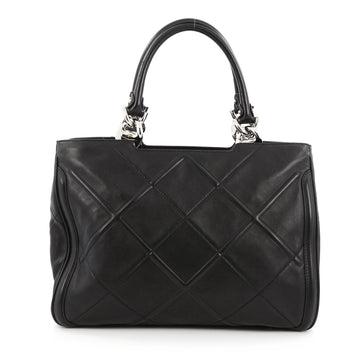 Salvatore Ferragamo Chain Tote Embossed Quilted Leather Medium black