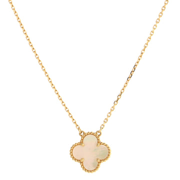 Van Cleef & Arpels Vintage Alhambra Pendant Necklace 18K Yellow Gold and Mother of Pearl