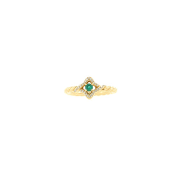 David Yurman Venetian Quatrefoil Ring 18K Yellow Gold with Emerald and Diamonds
