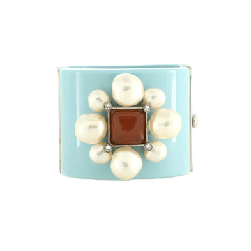 Chanel CC Cluster Cuff Bracelet Resin with Metal, Crystals and Faux Pearls
