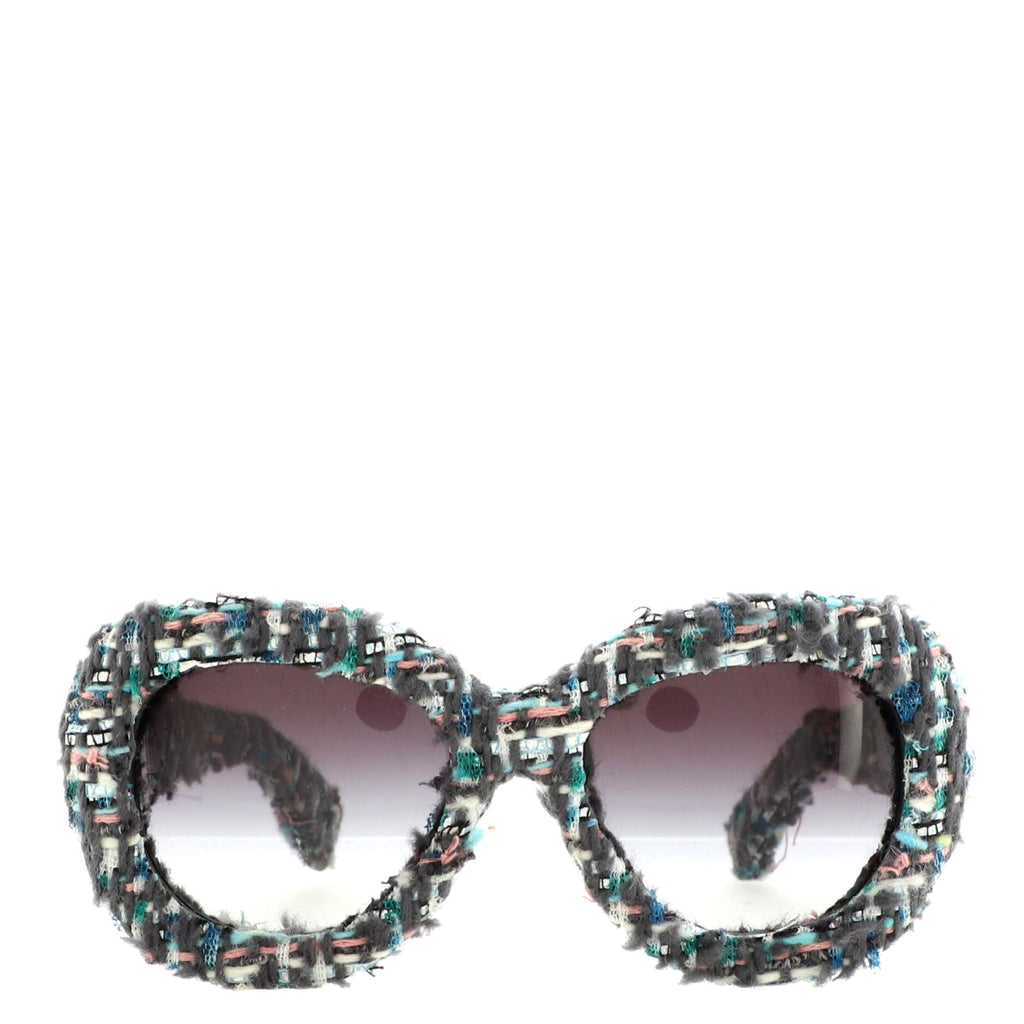 Chanel Oversized Square Sunglasses Tweed Gray 1741903