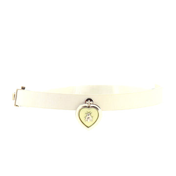 Christian Dior Bee on Heart Choker Necklace Metal with Leather