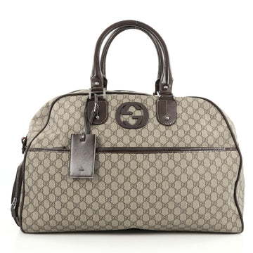 Gucci Interlocking G Duffle Bag GG Coated Canvas Large brown