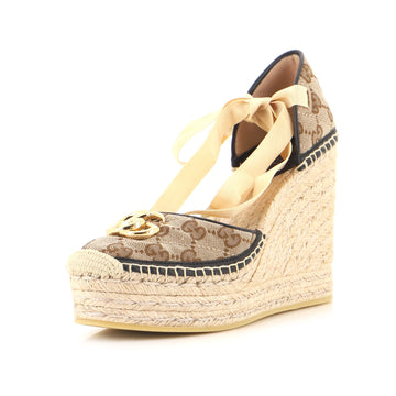 Gucci Women's GG Marmont Wedge Espadrilles Mixed Materials