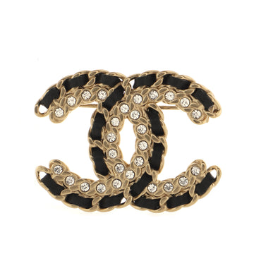 Chanel Vintage Allure Chain CC Brooch Metal with Lambskin and Crystal