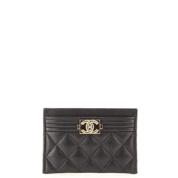 Chanel Boy Card Holder Quilted Caviar