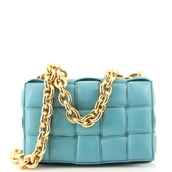 Bottega Veneta Cassette Chain Crossbody Bag Padded Maxi Intrecciato Leather