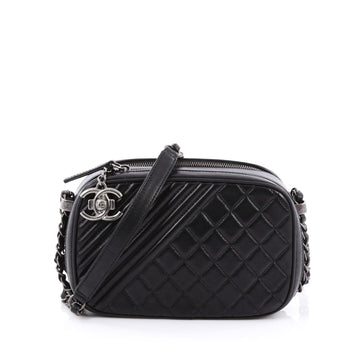 Chanel Coco Boy Camera Bag Quilted Leather Small Black