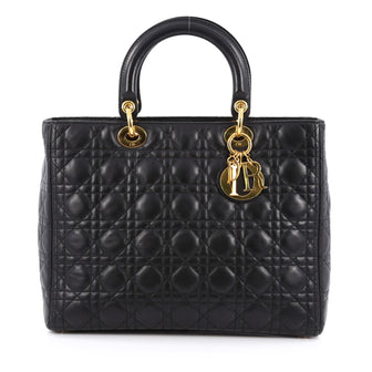 Christian Dior Lady Dior Handbag Cannage Quilt Lambskin Large black