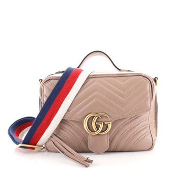 Gucci GG Marmont Zip Around Camera Bag Matelasse Leather Small