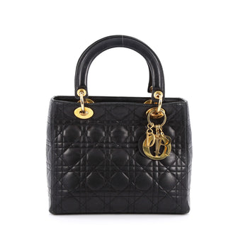 Christian Dior Lady Dior Handbag Cannage Quilt Lambskin Medium black