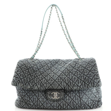 Chanel Denimpression Flap Bag Quilted Distressed Denim XXL