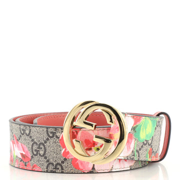 Gucci Interlocking G Belt Blooms Print GG Coated Canvas Wide