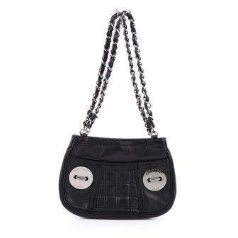 Chanel Button Chain Shoulder Bag Quilted Caviar Small black