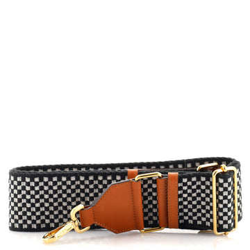 Fendi Logo Strap You Shoulder Strap Gingham Canvas with Leather