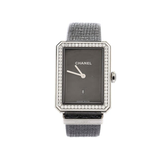Chanel Boy·Friend Tweed Quartz Watch Stainless Steel with Diamond Bezel 26