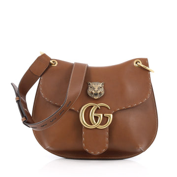 Gucci GG Marmont Animalier Shoulder Bag Leather Medium brown