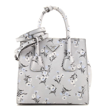 Prada Double Zip Lux Tote Printed Saffiano Leather Small