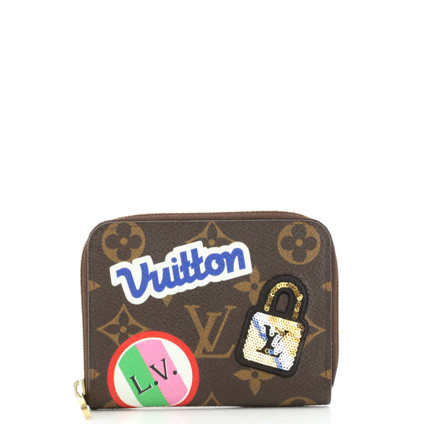 Louis Vuitton Zippy Coin Purse Monogram Patches Brown Multicolor