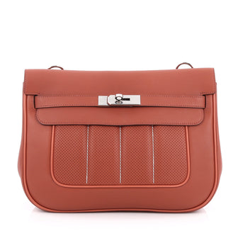 Hermes Berline Handbag Perforated Swift 28 Red