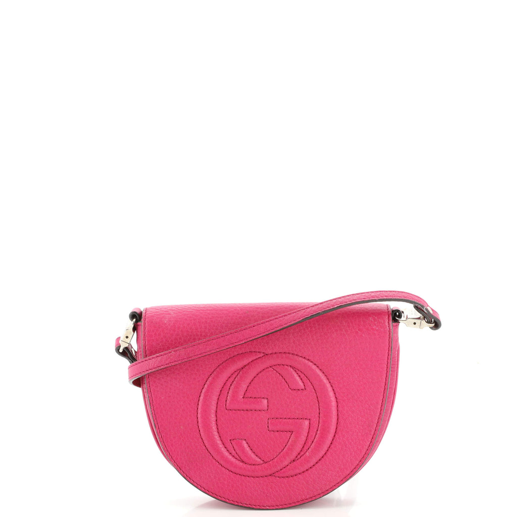 Gucci Soho Kid's Flap Crossbody Bag Leather Mini Pink 1747021