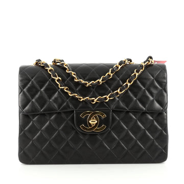Chanel Vintage Classic Single Flap Bag Quilted Lambskin Maxi black