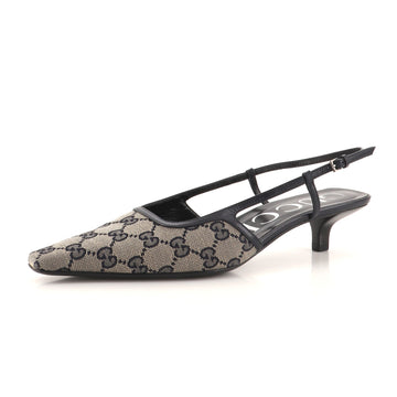 Gucci Women's Aria Slingback Pumps GG Canvas 75